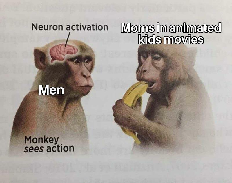 Neuron activation Moms in animated Men Monkey sees action kids movies