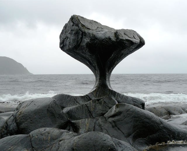 This rock eroded by waves