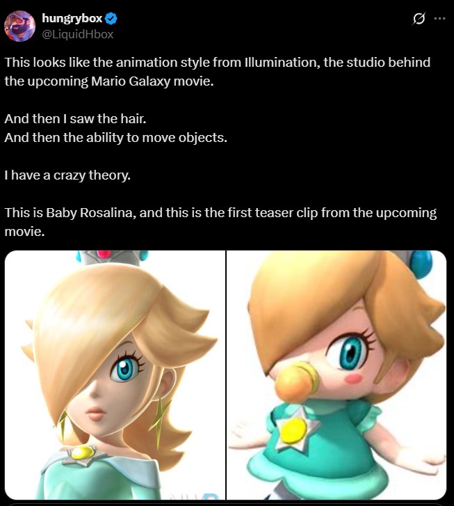 A post theorizing about the "Close To You" animation. The theory is that it's baby Rosalina. 