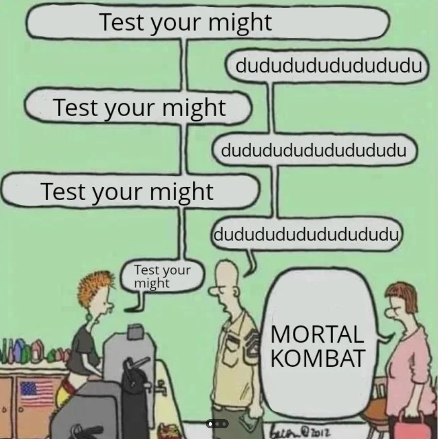 A "Mortal Kombat" edit of the Just Coffee Black meme.