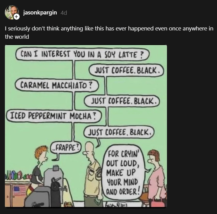 A Threads post. It reads, "I seriously don’t think anything like this has ever happened even once anywhere in the world."