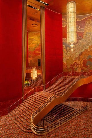 The grand staircase at Radio City Music Hall, NYC