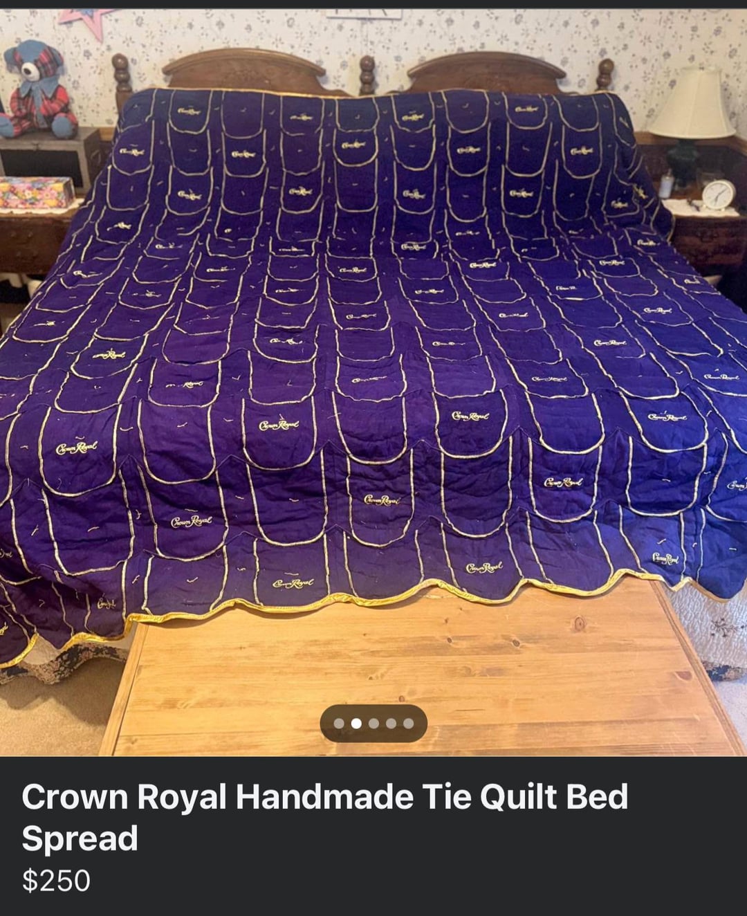 Coma Regal DD Cown Royal C-Royal Conca Regal Chan Legal Con- Royal Crown Royal Handmade Tie Quilt Bed Spread $250
