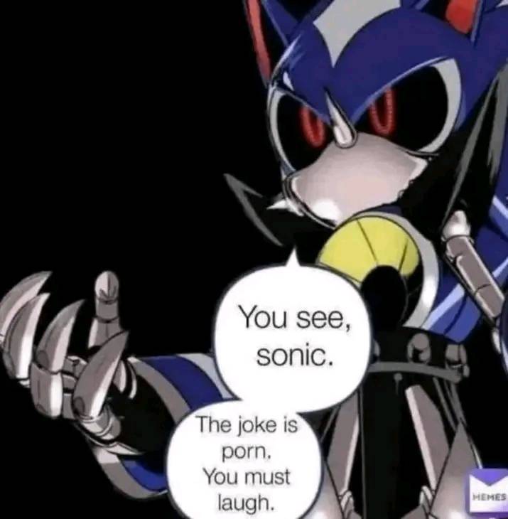 You see, sonic. The joke is p---. You must laugh. HEMES
