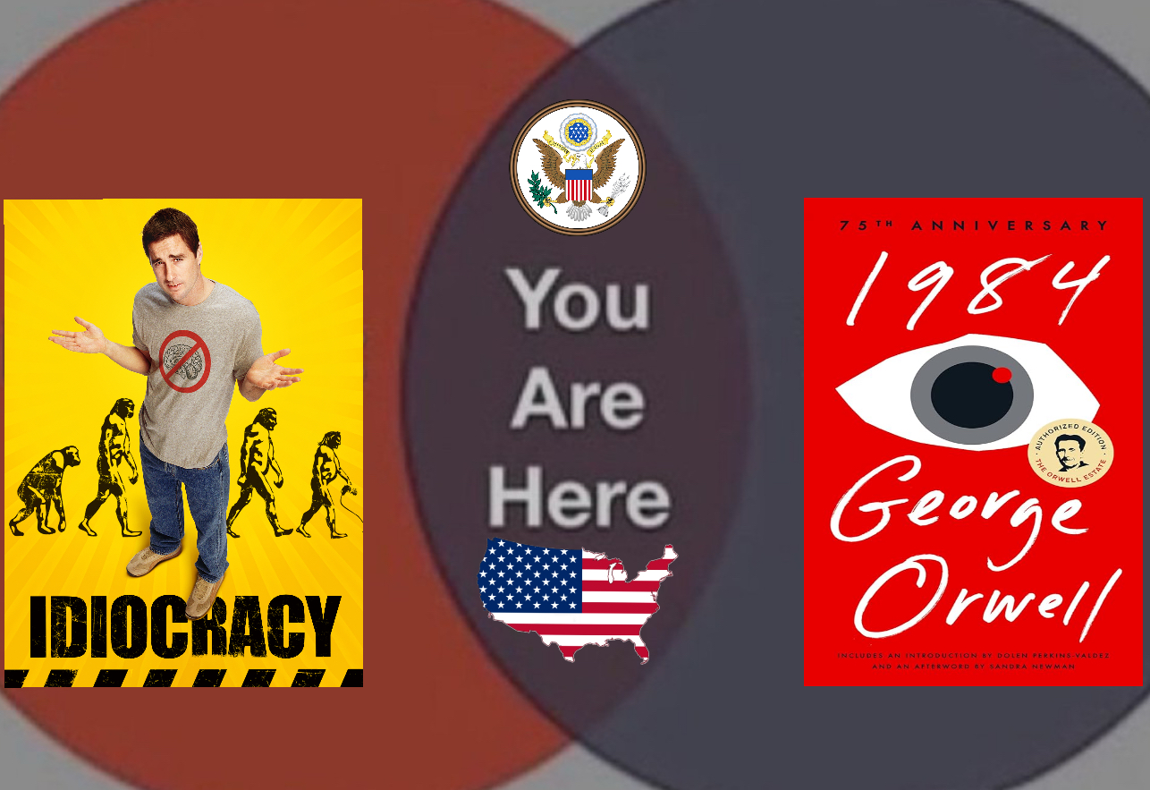 k IDIOCRACY You Are Here 75TH ANNIVERSARY 1984 EDITION NUTHORIZED EL THE ORWELL ESTATE Orwell INCLUDES AN INTRODUCTION BY DOLEN PERKINS-VALDEZ AND AN AFTERWORD BY SANDRA NEWMAN