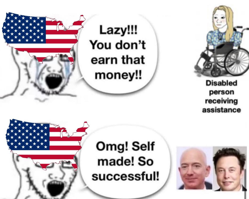 Lazy!!! You don't earn that money!! Omg! Self made! So successful! Disabled person receiving assistance