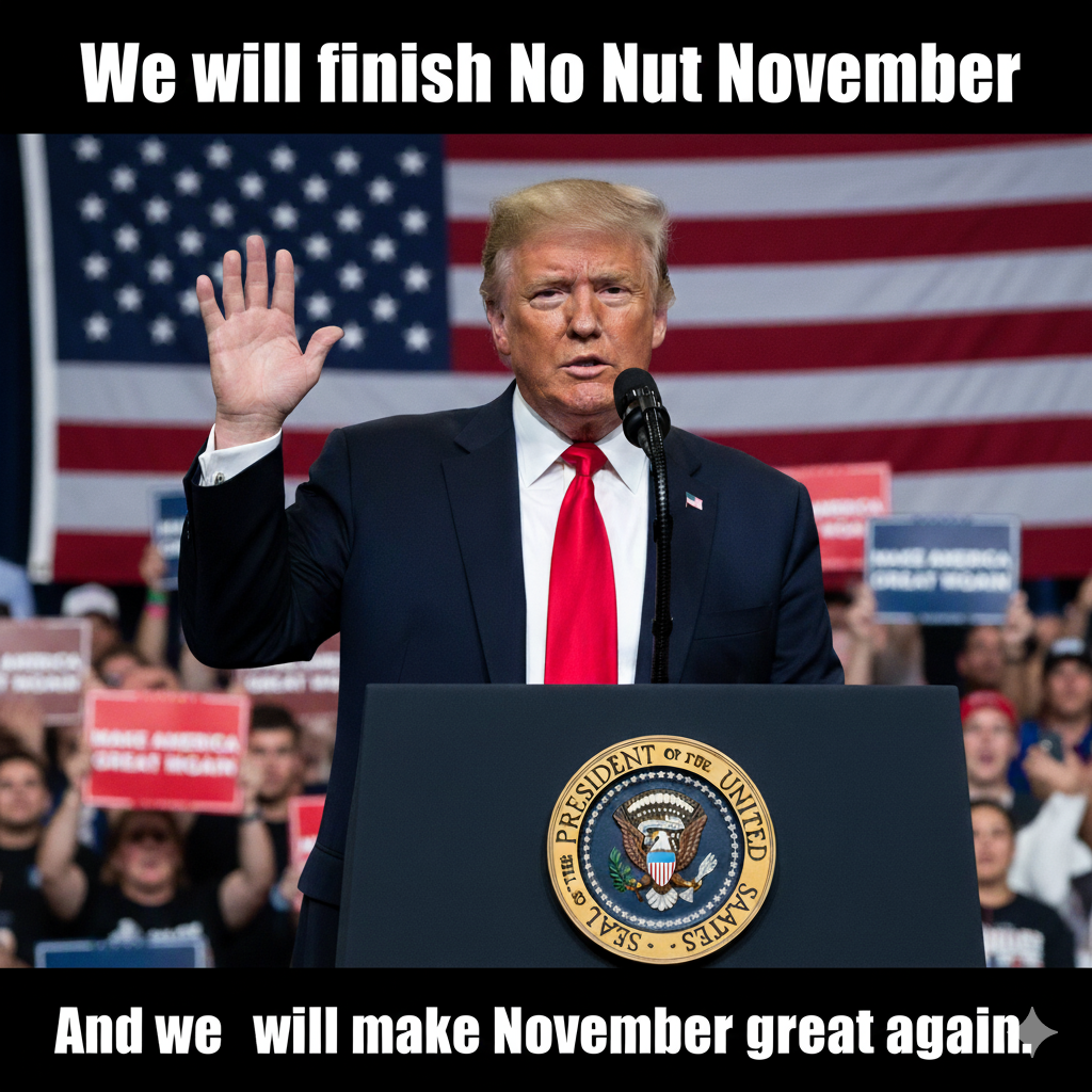 We will finish No Nut November PRESIDENT ALTREE OF TUE UNITE And we will make November great again.
