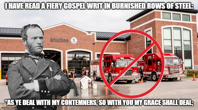 I HAVE READ A FIERY GOSPEL WRIT IN BURNISHED ROWS OF STEEL: Station "AS YE DEAL WITH MY CONTEMNERS, SO WITH YOU MY GRACE SHALL DEAL; imgflip.com