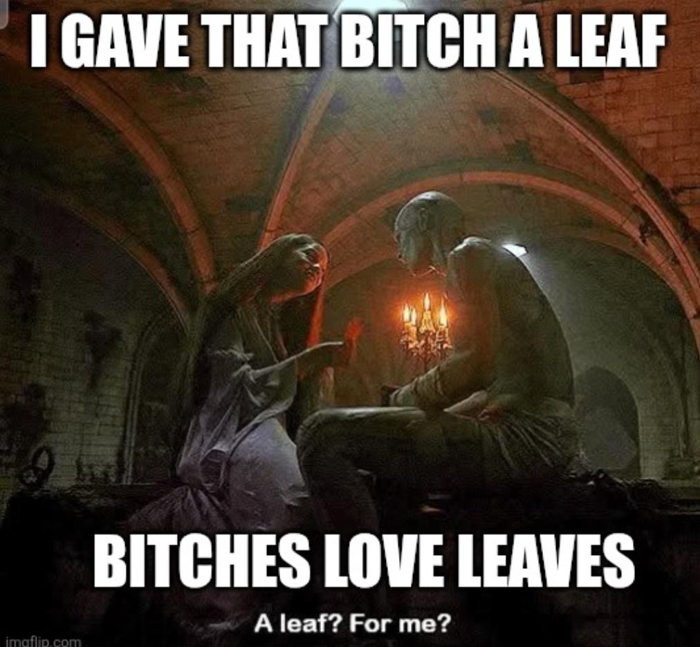 I GAVE THAT BITCH A LEAF imaflip.com BITCHES LOVE LEAVES A leaf? For me?