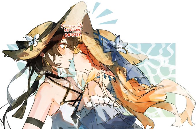 A redraw of the kissing barrier meme. The art is by mopahu.