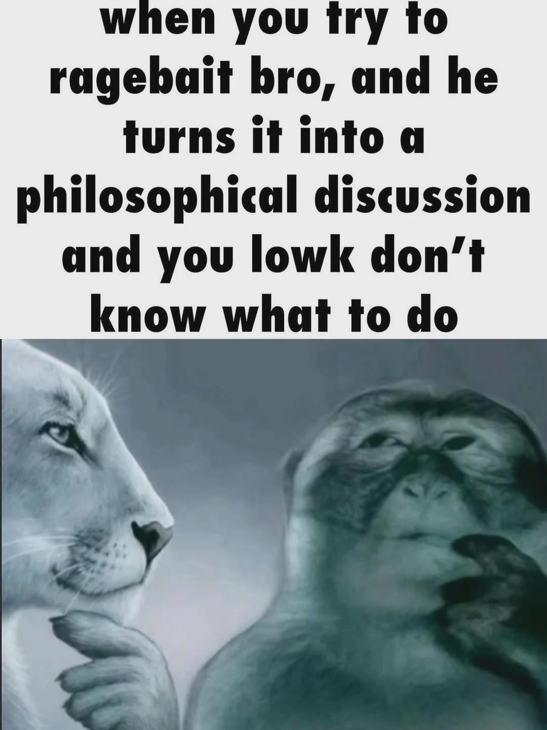 when you try to ragebait bro, and he turns it into a philosophical discussion and you lowk don't know what to do