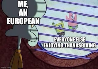 ME, AN EUROPEAN img.com EVERYONE ELSE ENJOYING THANKSGIVING