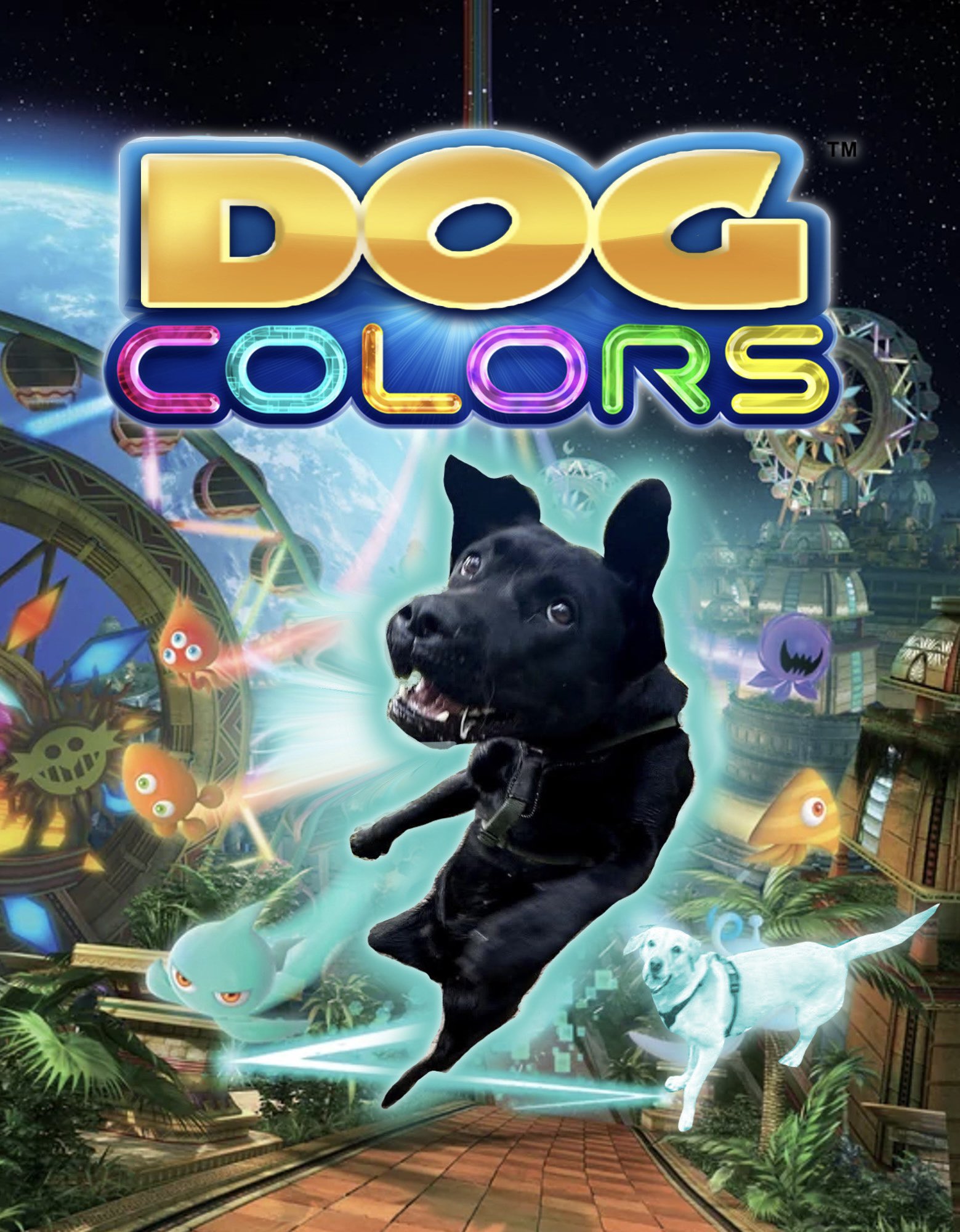 An edit of the Sonic Colors box art. A dog has been added to the cover.