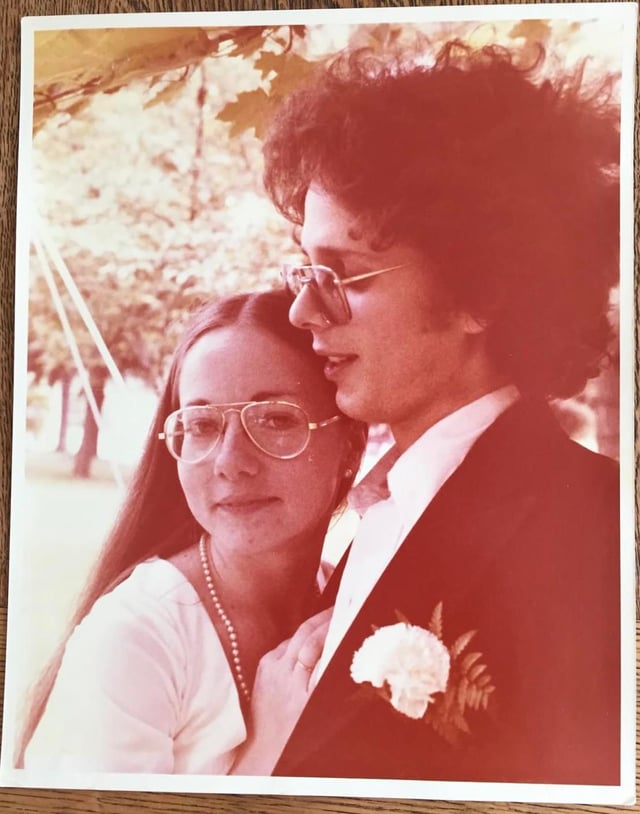 A high school couple in the 1970s