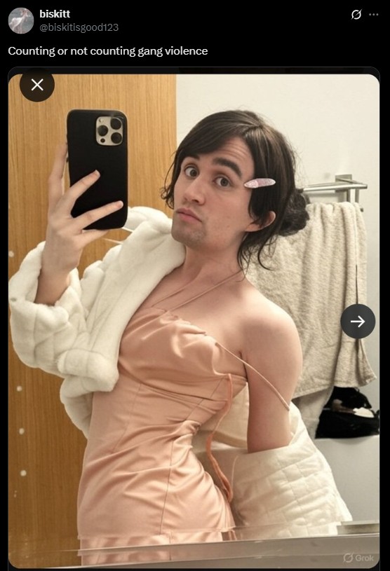 biskitt @biskitisgood123 Counting or not counting gang violence ☑ -> Grok