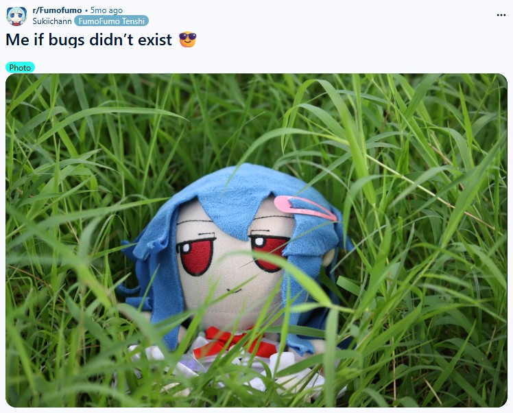 r/Fumofumo ⚫ 5mo ago Sukiichann FumoFumo Tenshi Me if bugs didn't exist Photo