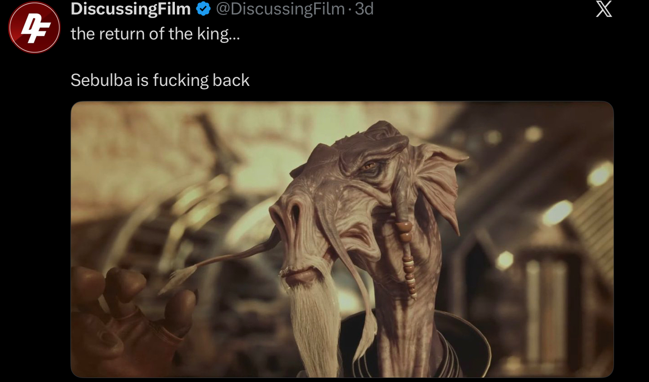4 DiscussingFilm @DiscussingFilm .3d the return of the king... Sebulba is f------ back X