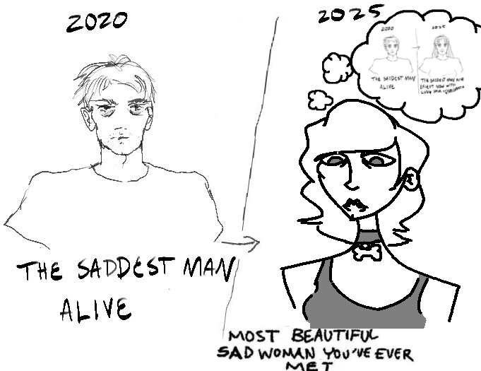 2020 2025 2090 2035 THE SIDEST MAY THE SIDE ALIVE EEPT NOW WITH THE SADDEST MAN ALIVE MOST BEAUTIFUL SAD WOMAN YOU'VE EVER MET