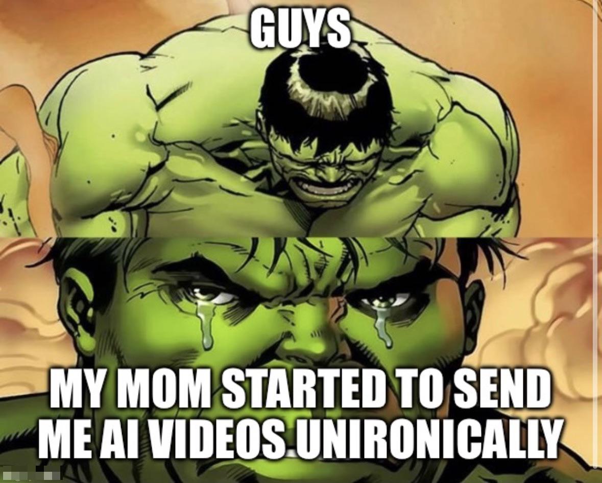 GUYS MY MOM STARTED TO SEND ME AI VIDEOS.UNIRONICALLY