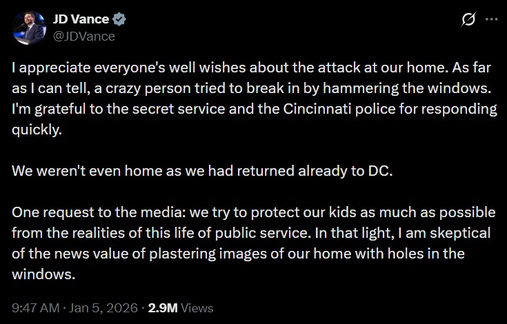 JD Vance Response to Vandalism | J.D. Vance's Home Vandalized / William ...