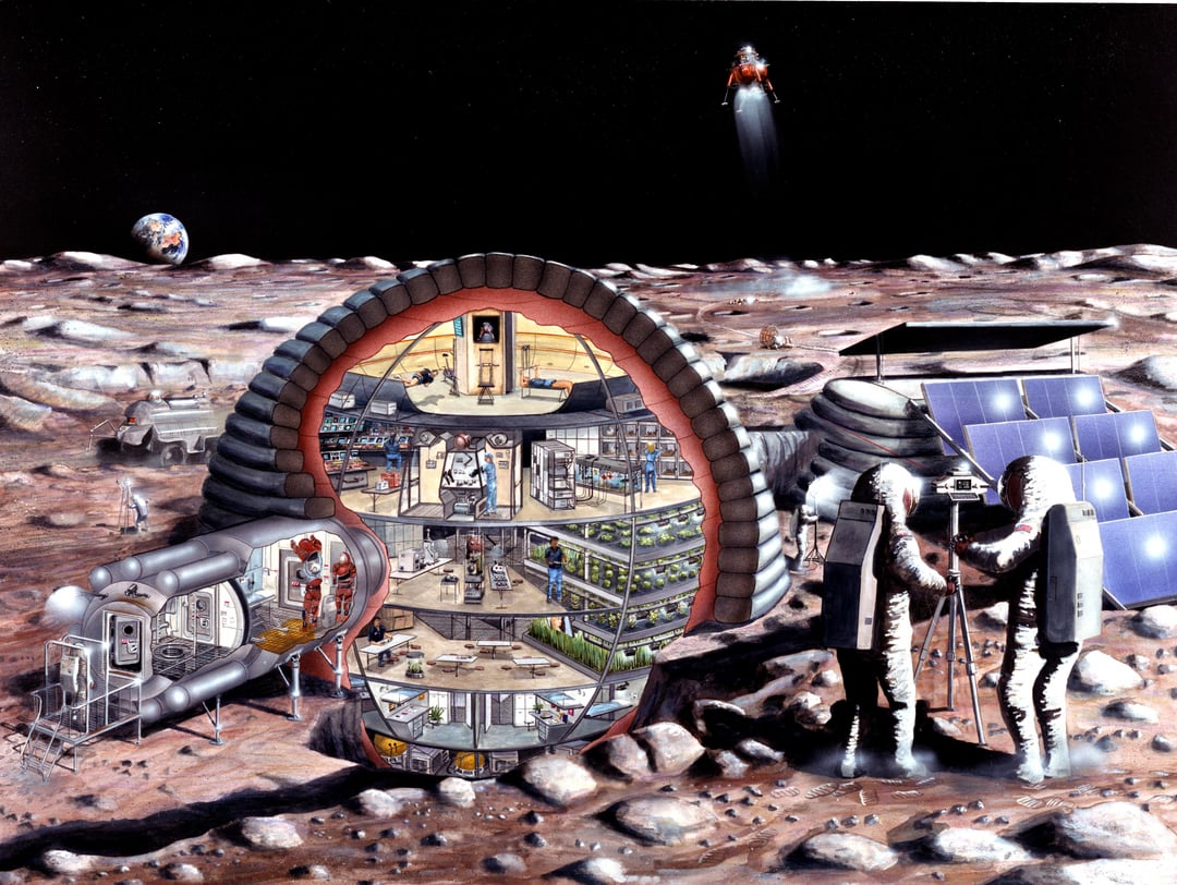 Inflatable module for lunar base, 1989