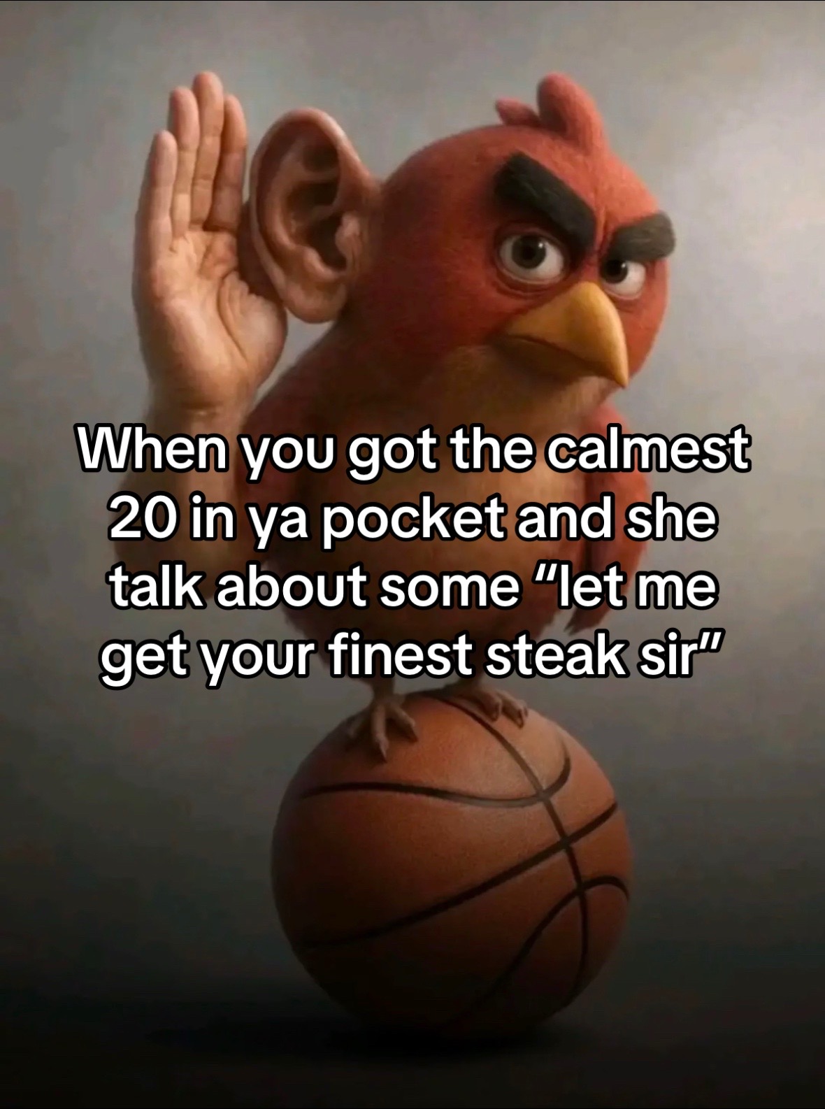 When you got the calmest 20 in ya pocket and she talk about some "let me get your finest steak sir"