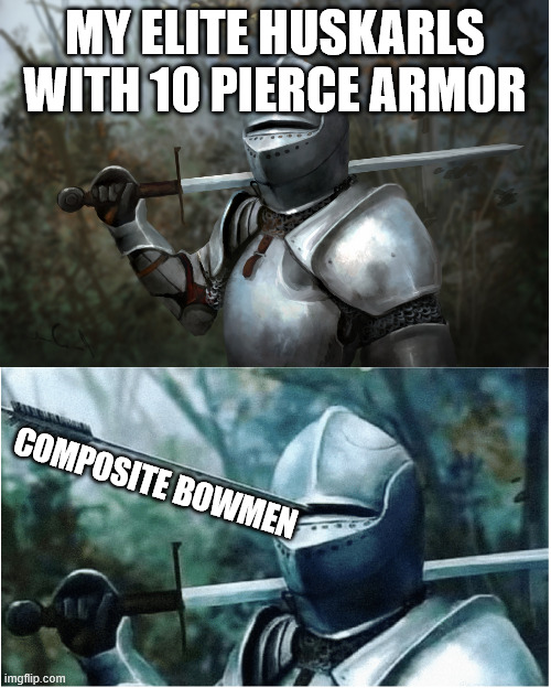 MY ELITE HUSKARLS WITH 10 PIERCE ARMOR COMPOSITE BOWMEN imgflip.com