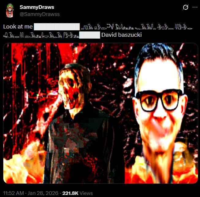 SammyDraws @SammyDrawss Look at me AN ALAM David baszucki 11:52 AM - Jan 28, 2026-221.8K Views