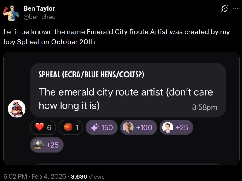 The origin of the nickname Emerald City Route Artist for JSN. It comes from Spheal.
