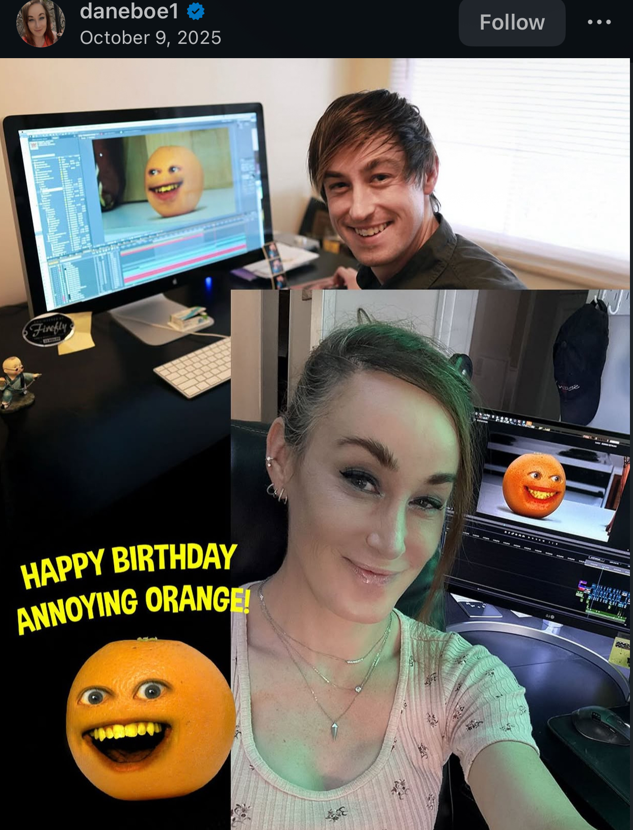 Firefly daneboe1 October 9, 2025 HAPPY BIRTHDAY ANNOYING ORANGE! 3 Follow hage