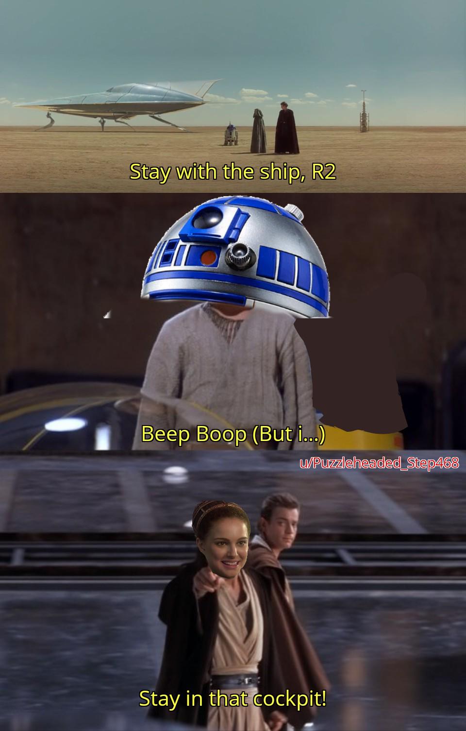 Stay with the ship, R2 Beep Boop (But i...) u/Puzzleheaded_Step468 Stay in that cockpit!