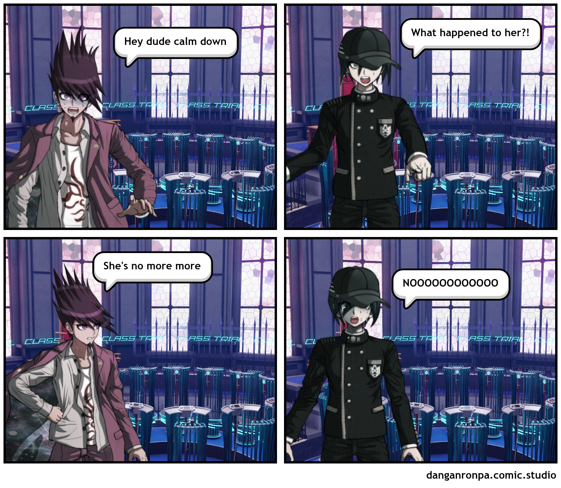 Hey dude calm down What happened to her?! CLASS TR CLASS ASS TRIA STRASS TRIA She's no more more NOOOO00000000 CLASS CLASS TR ASS TRIA CLASS TR ASS TRIALY danganronpa.comic.studio