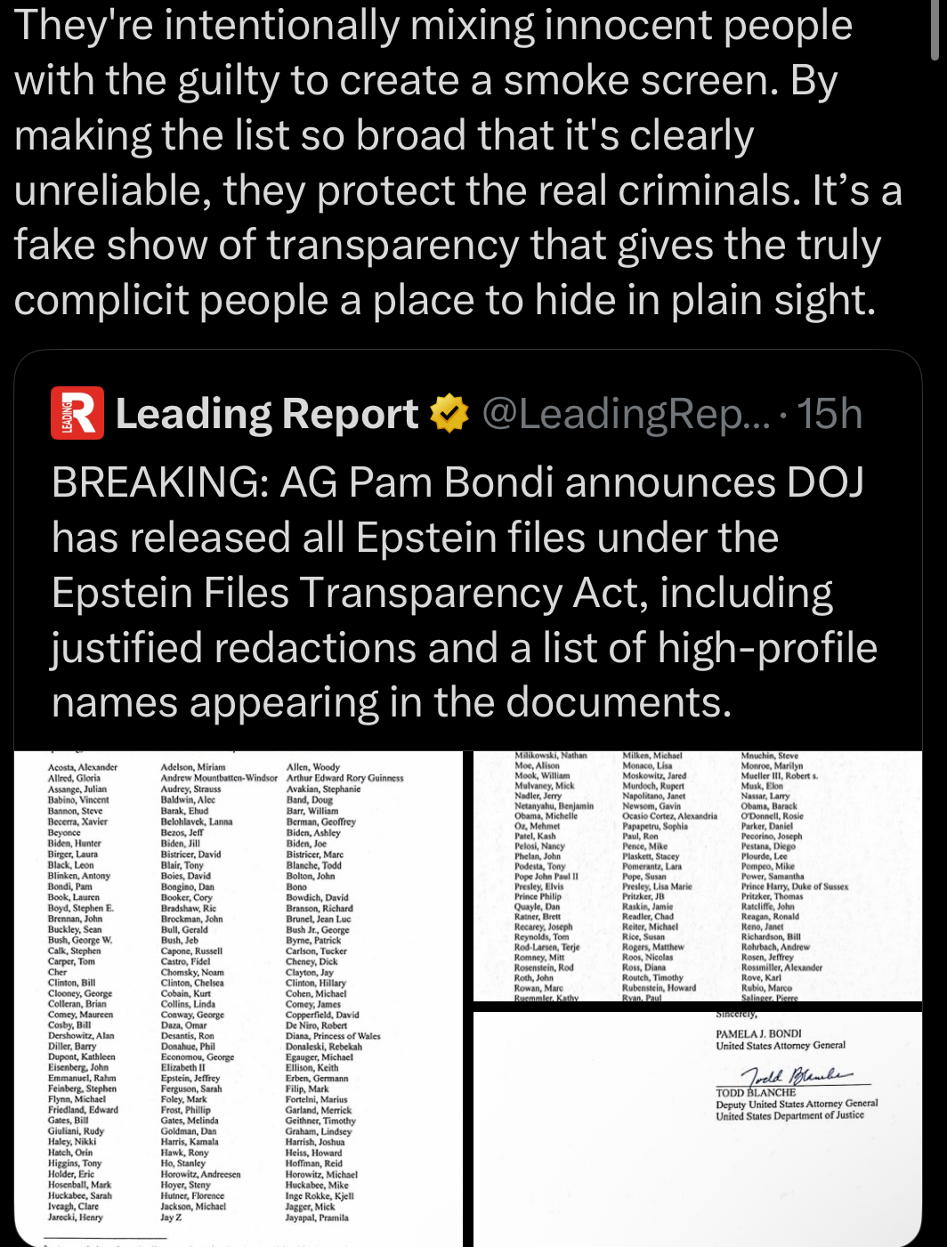 Pam Bondis scam list | Epstein Files | Know Your Meme