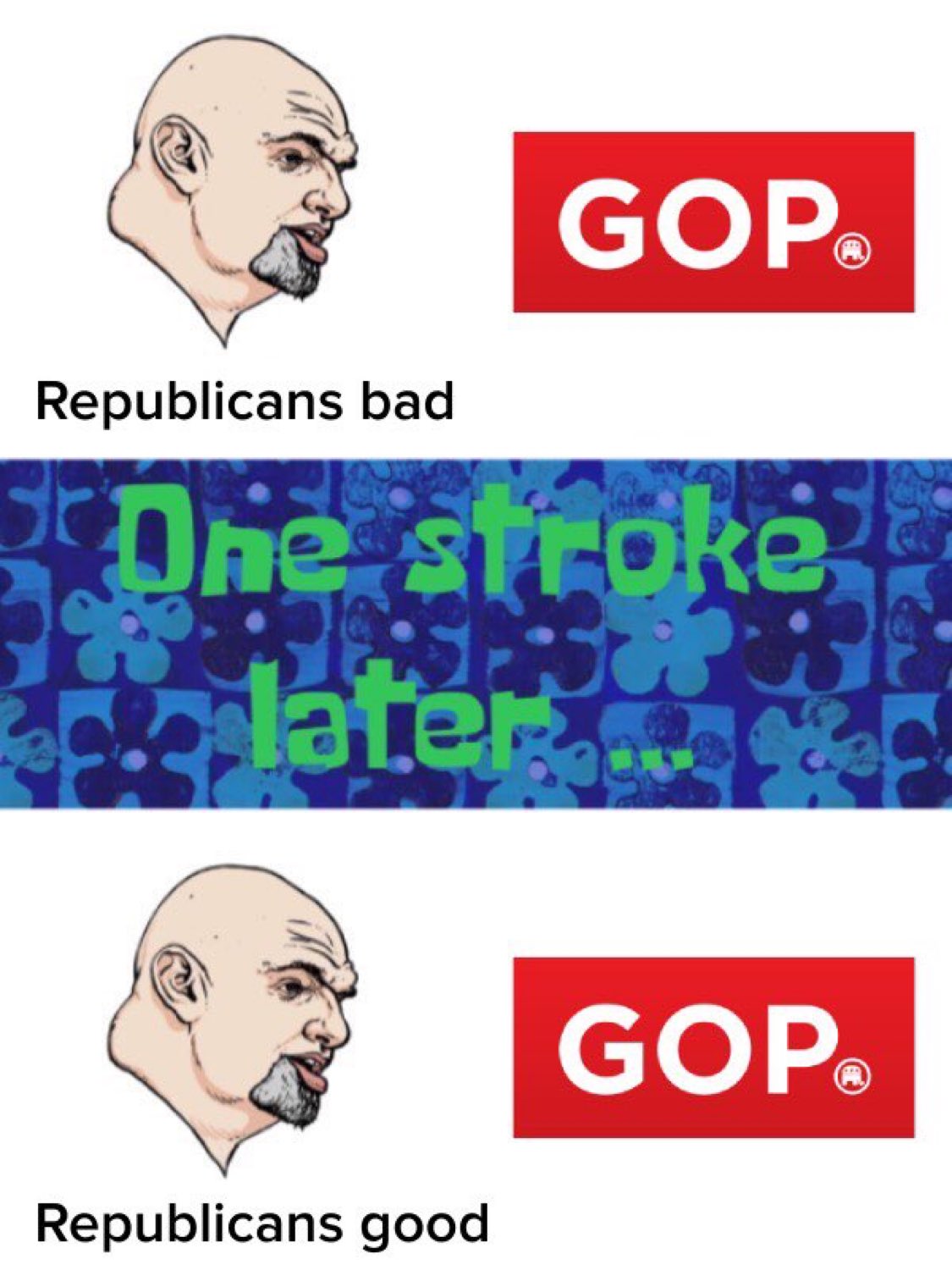 Republicans bad GOP® One stroke later... Republicans good GOPⓇ®