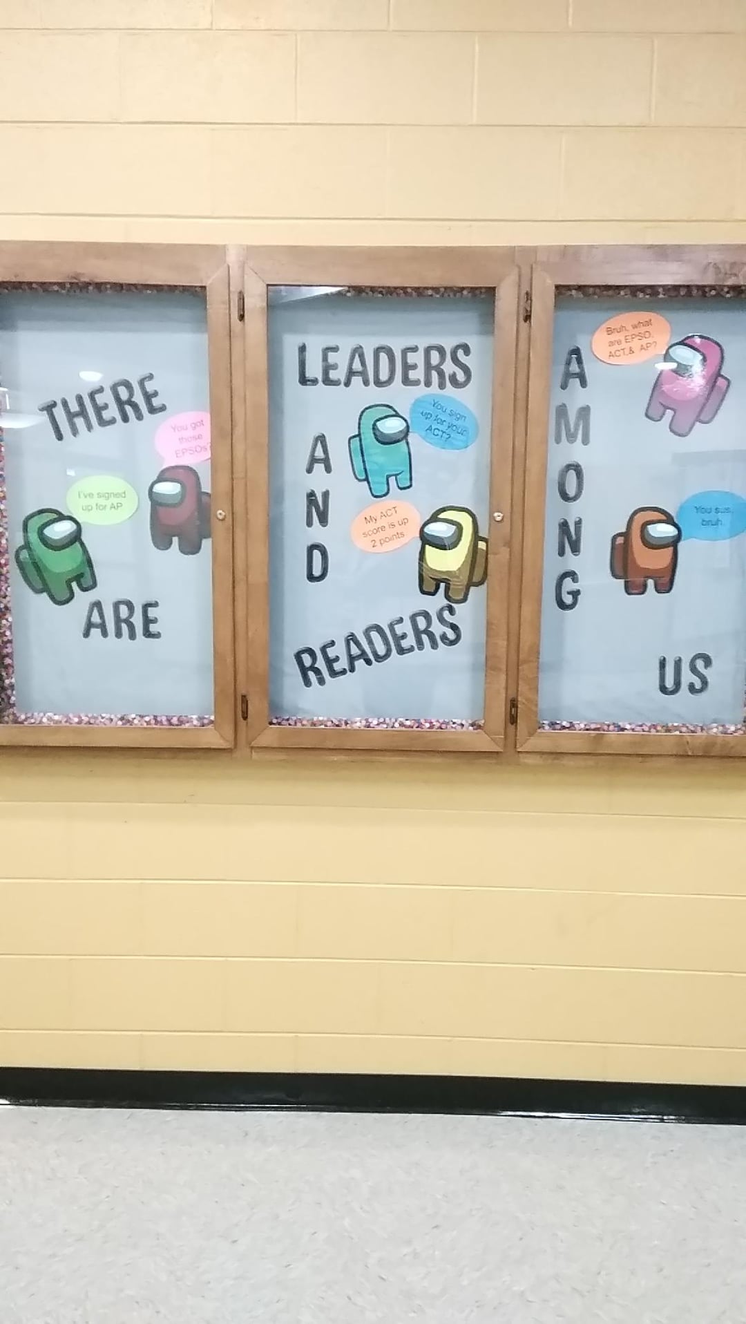 THERE You got those EPSOS LEADERS You sign up for your ACT? I've signed up for AP ARE AND My ACT score is up 2 points READERS AMONG Bruh, what are EPSO ACT & AP? 9 US You sus bruh