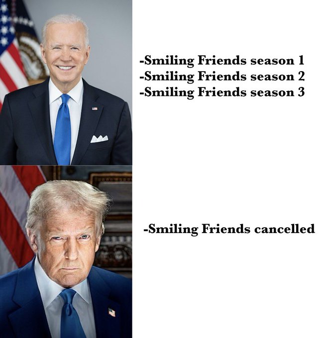 -Smiling Friends season 1 -Smiling Friends season 2 -Smiling Friends season 3 -Smiling Friends cancelled