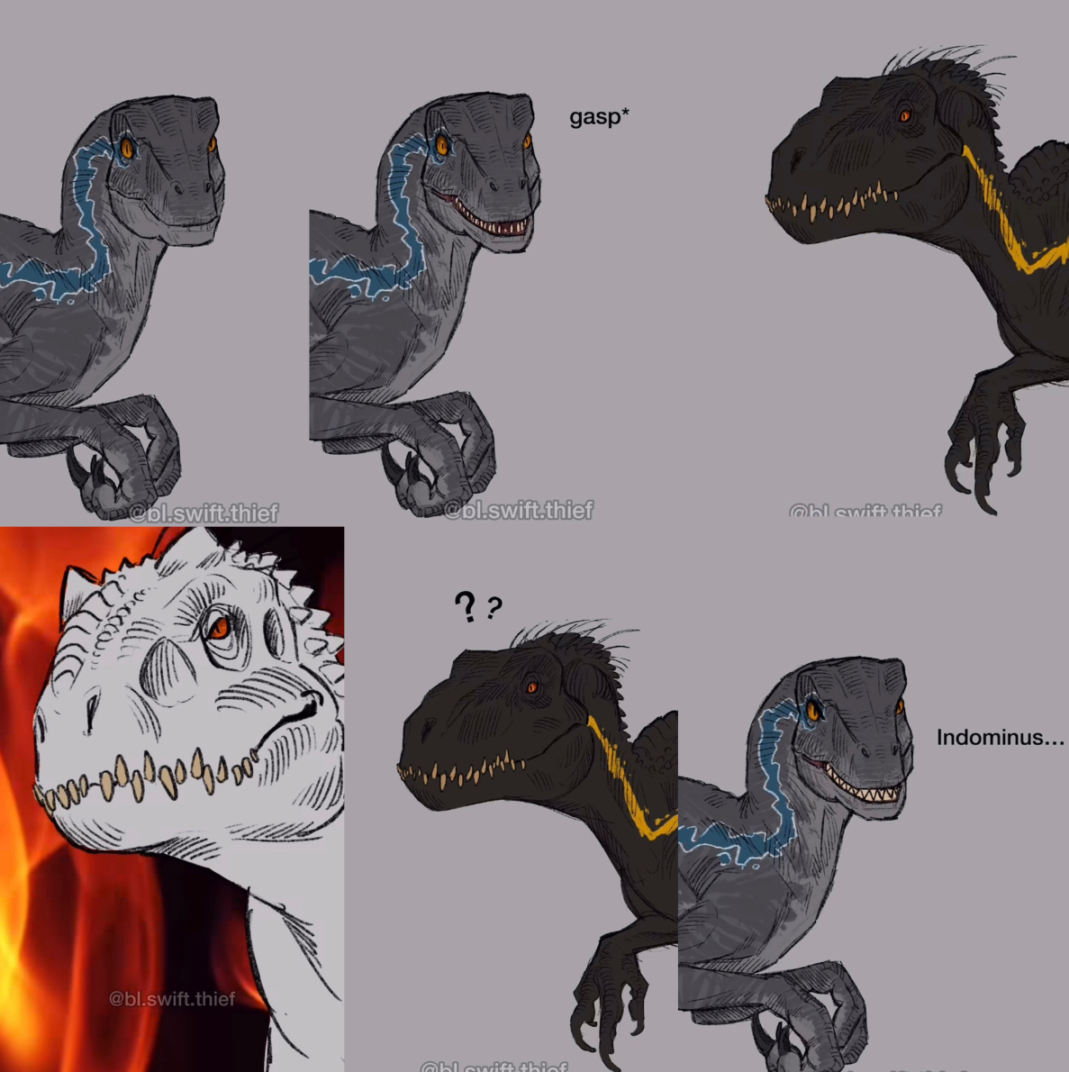 How blue must’ve felt seeing the indoraptor for the first time 