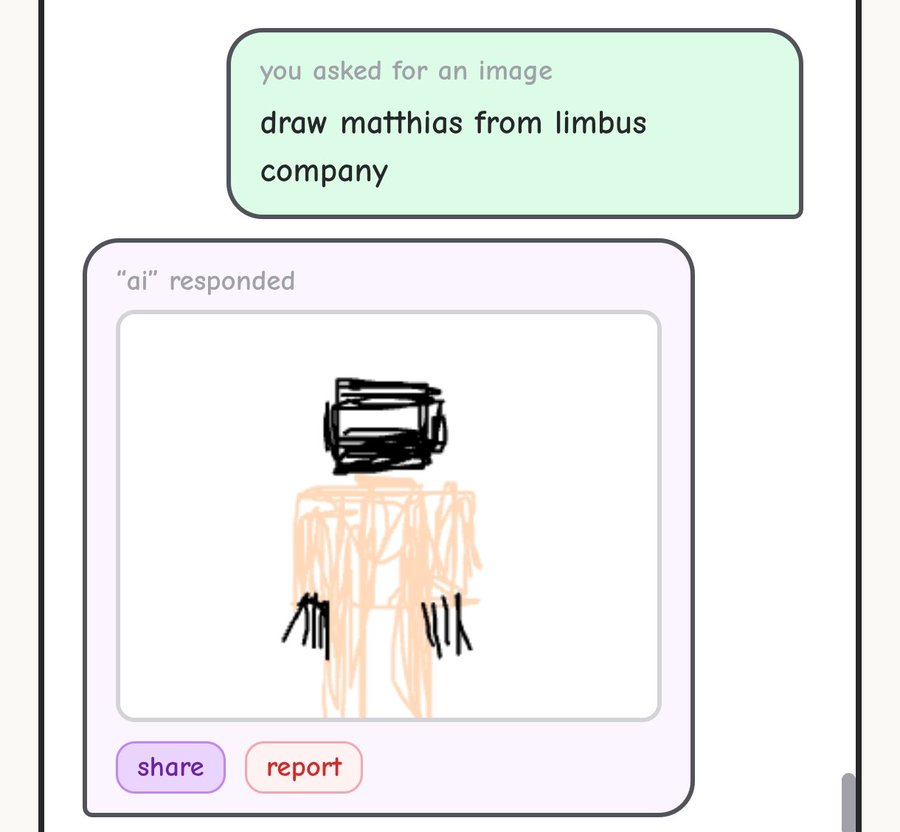 you asked for an image draw matthias from limbus company "ai" responded share report