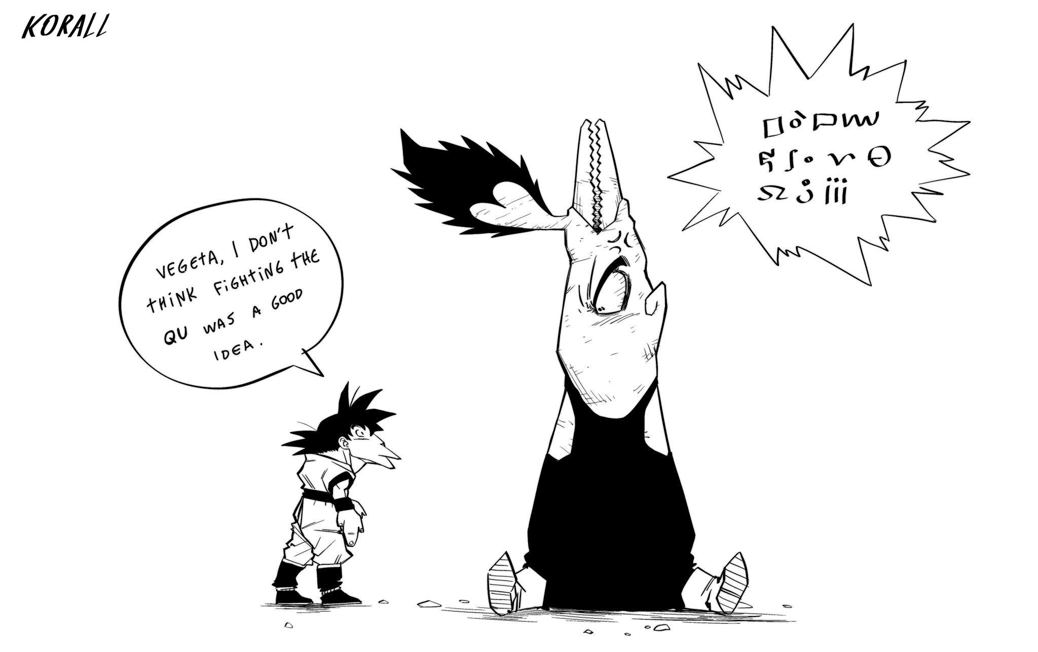 KORALL маль порш VEGETA, I DON'T THINK FIGHTING THE QU WAS A GOOD IDEA. · sz j ¡¡¡