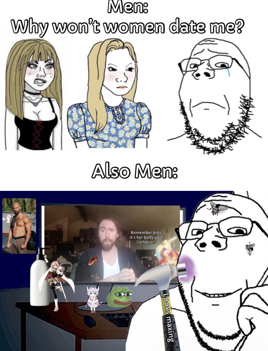 Men: Why won't women date me? Also Men: Remember bros, it's her body your choice maxing