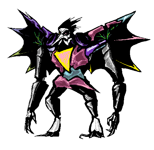 Spamton Neo in the shape of bayverse starscream 