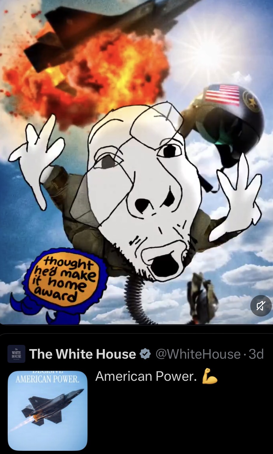 WHITE HOUSE thought he'd make it home award The White House @White House 3d DUVIOITE AMERICAN POWER. American Power.