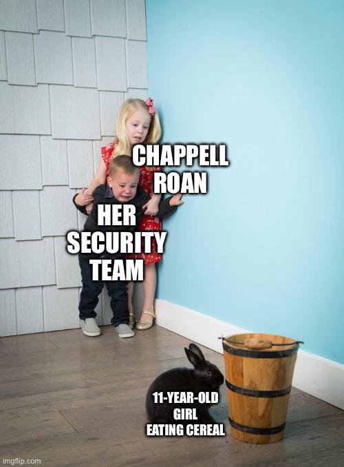 imgflip.com CHAPPELL ROAN HER SECURITY TEAM 11-YEAR-OLD GIRL EATING CEREAL