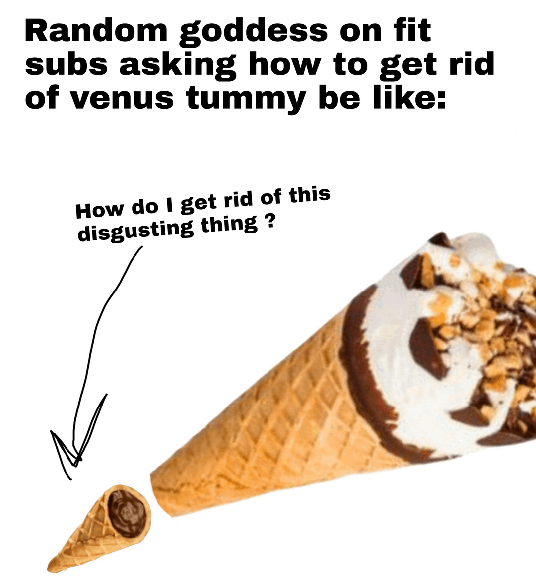 Random goddess on fit subs asking how to get rid of venus tummy be like: How do I get rid of this disgusting thing ?