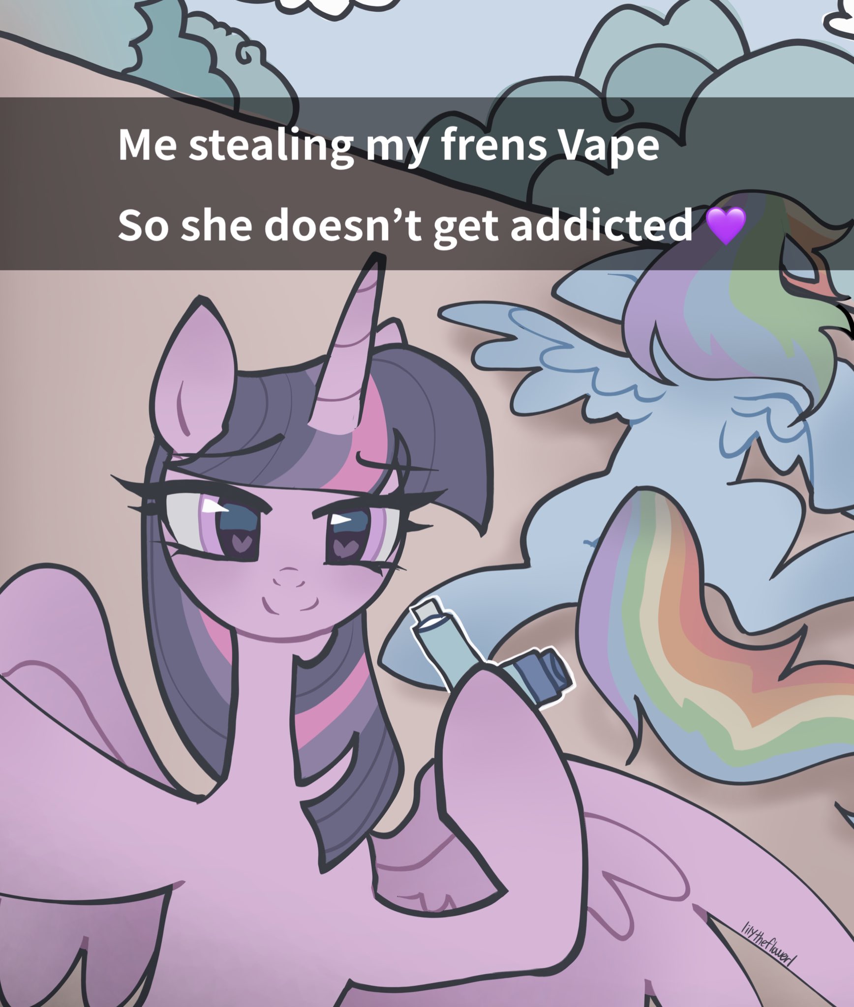 Me stealing my frens Vape So she doesn't get addicted lilytheflower