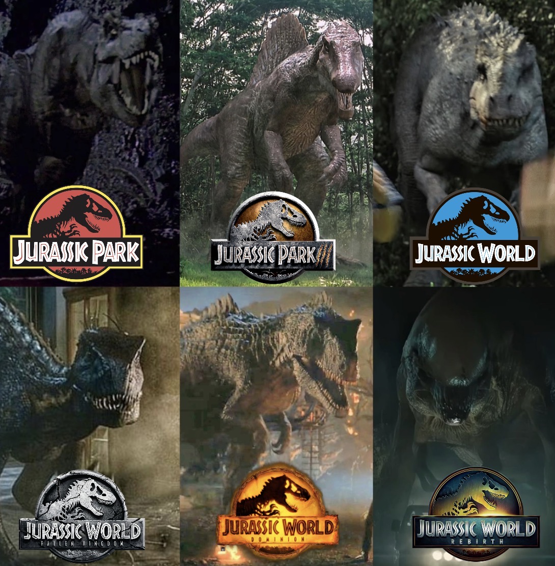 JURASSK PARK JURASSIC PARK JURASSIC WORLD JURASSIC WORLD JURASSIC WORLD JURASSIC WORLD DOMINION FALLEN KINGDOM REBIRTH