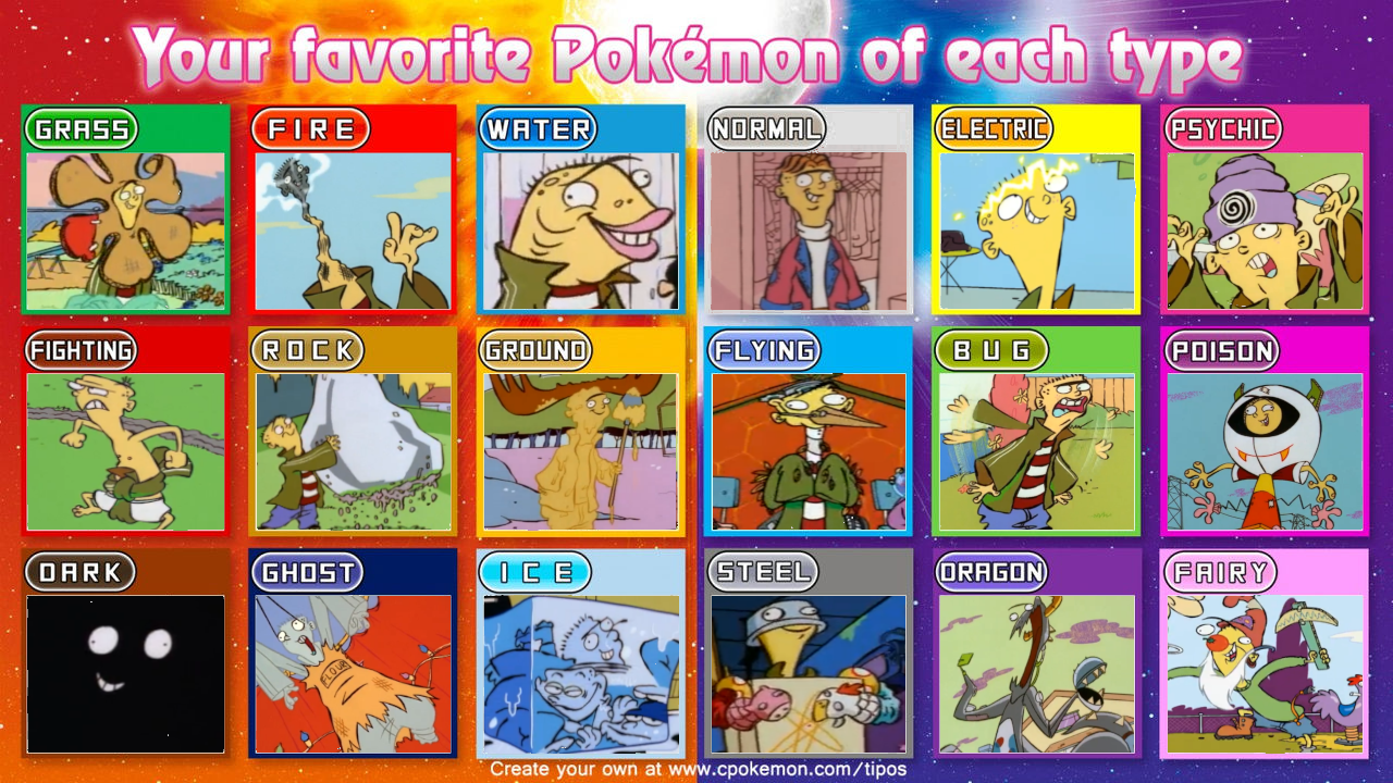 The different types of Pokemon as represented by Ed. | Know Your Meme