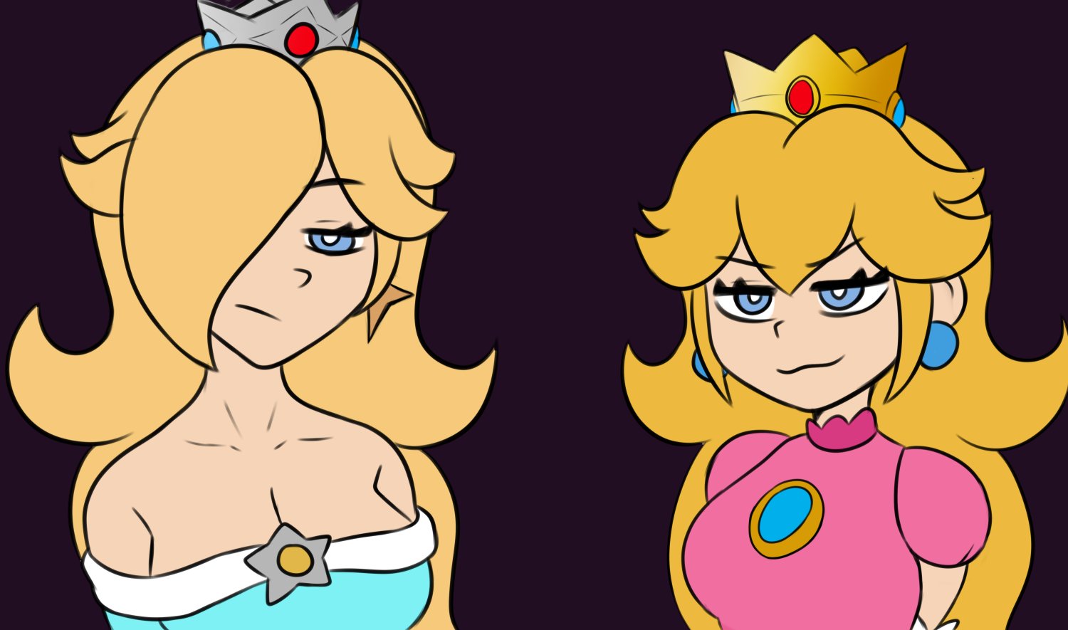 Andy and Leyley redraw - Rosalina and Peach