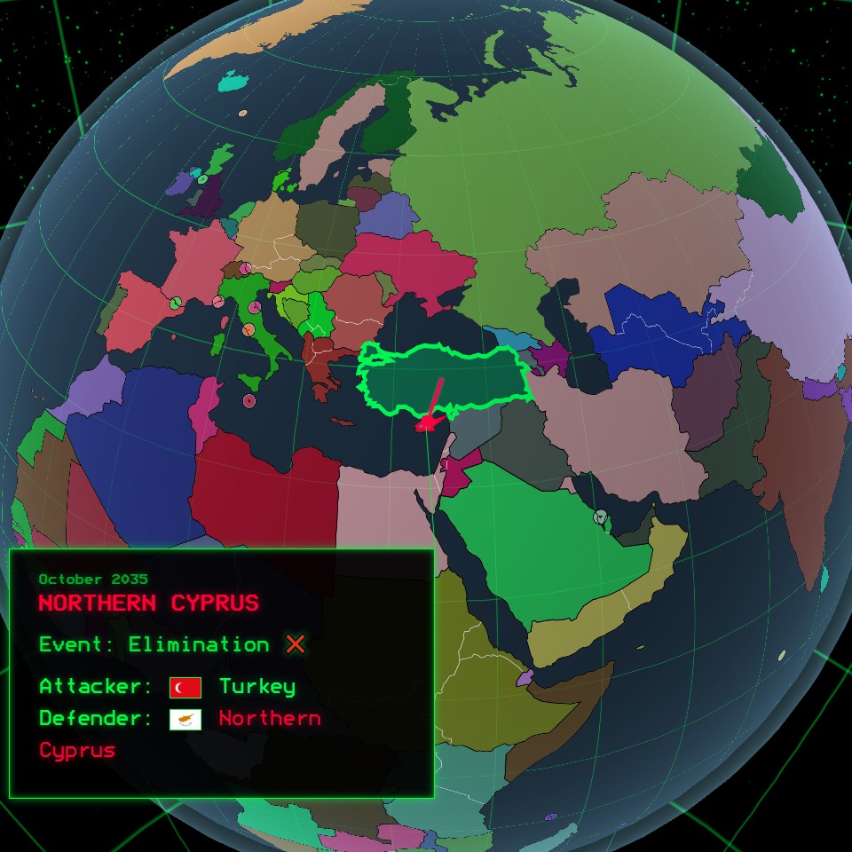October 2035 NORTHERN CYPRUS Event: Elimination X Attacker: C Turkey Defender: Cyprus Northern