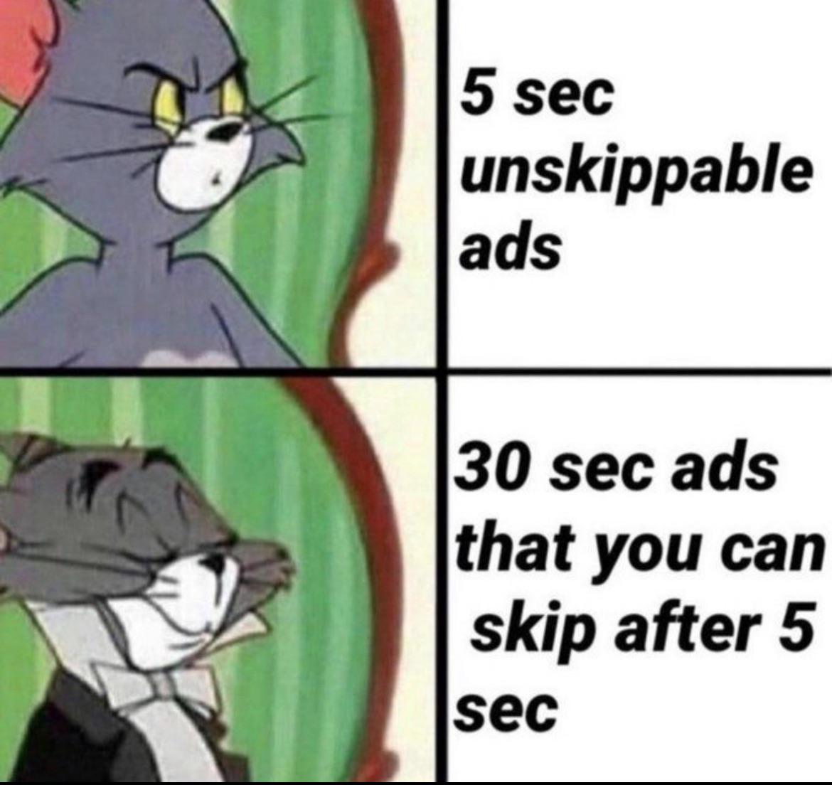 5 sec unskippable ads 30 sec ads that you can skip after 5 sec